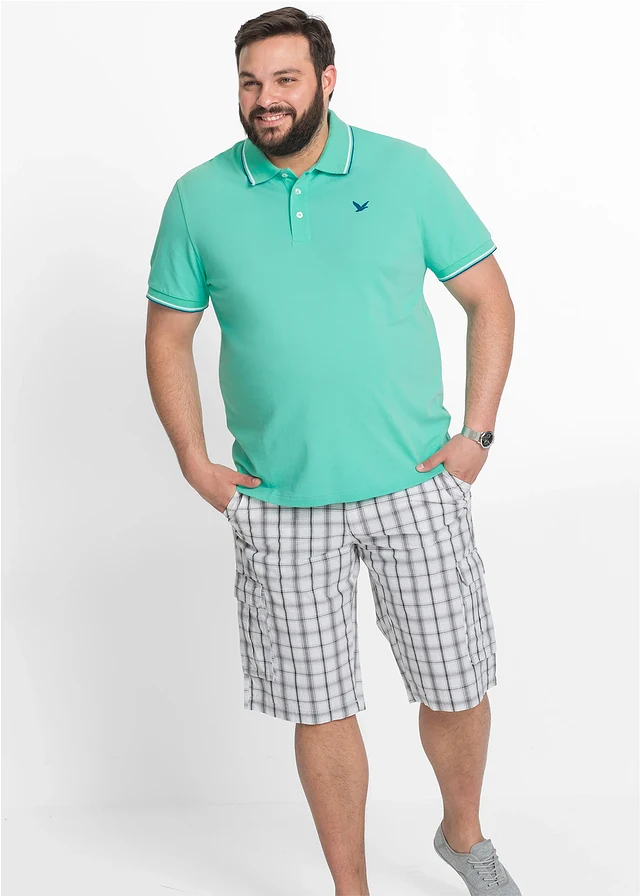 Polo en maille piquée 100% coton, Couleur: vert menthe