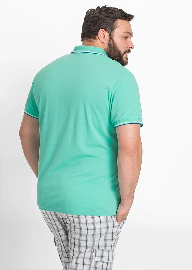 Polo en maille piquée 100% coton, Couleur: vert menthe