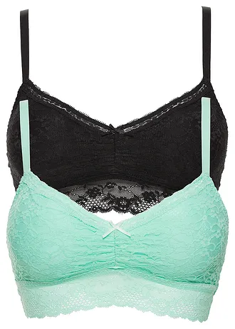 Lot de 2 brassières sans armatures Pink Collection • noir + menthe • Boutique bonprix