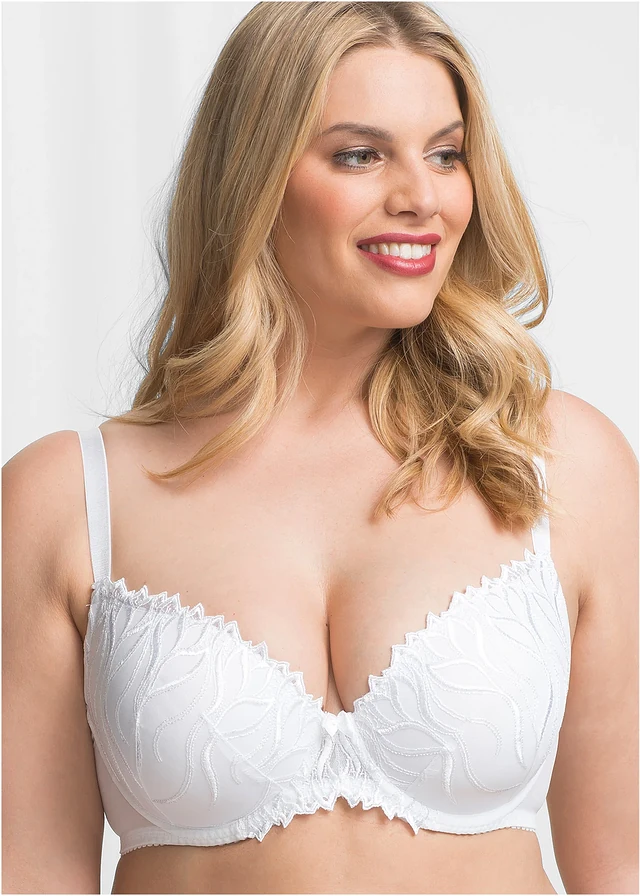 Lot de 2 soutiens-gorge à coques et broderies, Couleur: noir + blanc