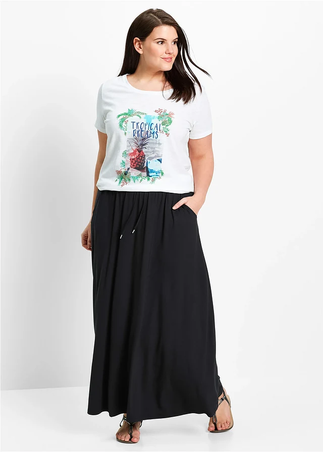 Jersey rok van een viscose-mix, Kleur: zwart