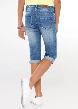 Capri farmer, Mid Waist, állítható derékpánttal, szín: kék denim