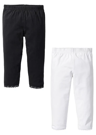 Capri legging met biologisch katoen (set van 2), Kleur: wit+zwart