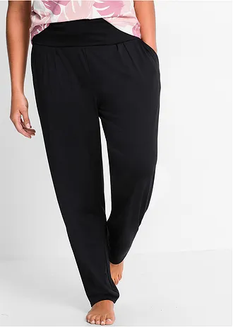 Pantaloni bufanţi cu vîscoză, culoare: negru