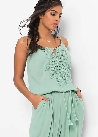 Salopetă din viscoză texturată • verde pastel • magazin bonprix