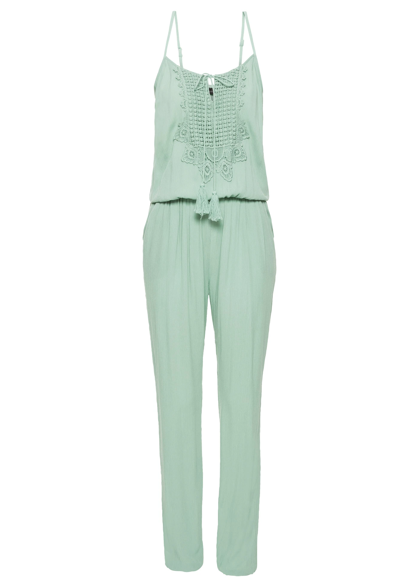 Salopetă din viscoză texturată • verde pastel • magazin bonprix