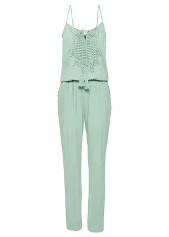 Salopetă din viscoză texturată • verde pastel • magazin bonprix