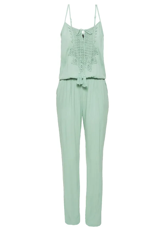 Salopetă din viscoză texturată • verde pastel • magazin bonprix
