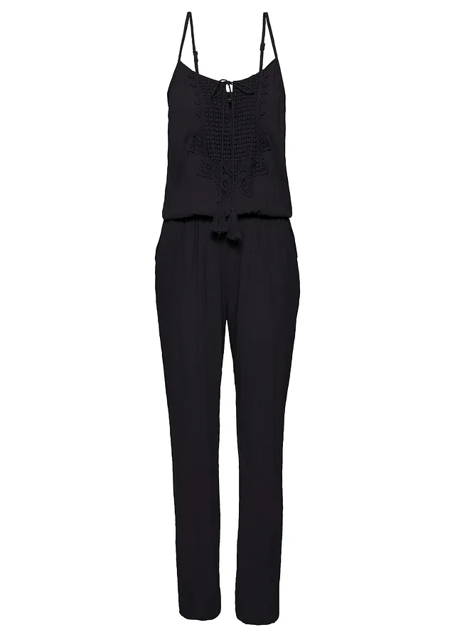 Overal ze strukturované viskózy • černá • bonprix obchod