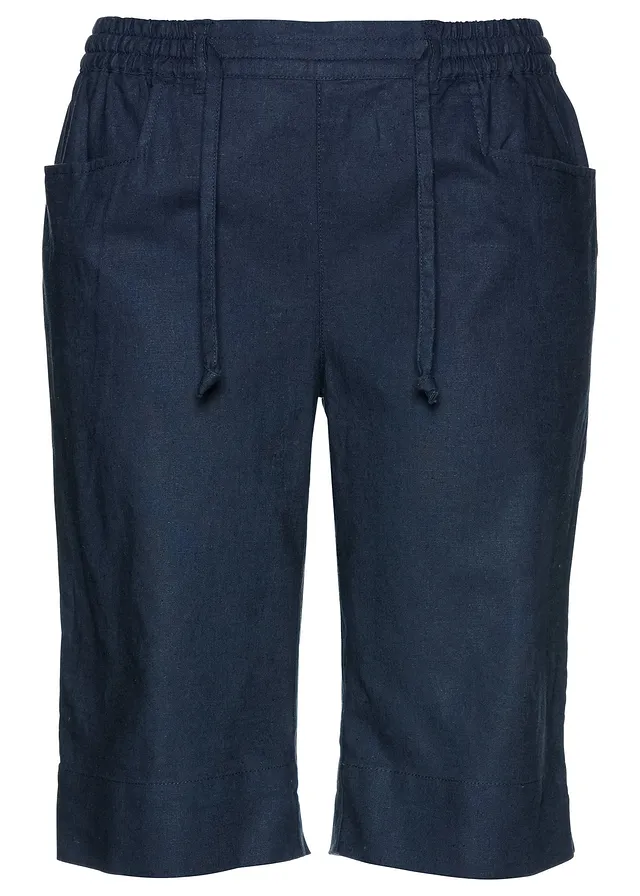 Bermuda met linnen • donkerblauw • bonprix online shop
