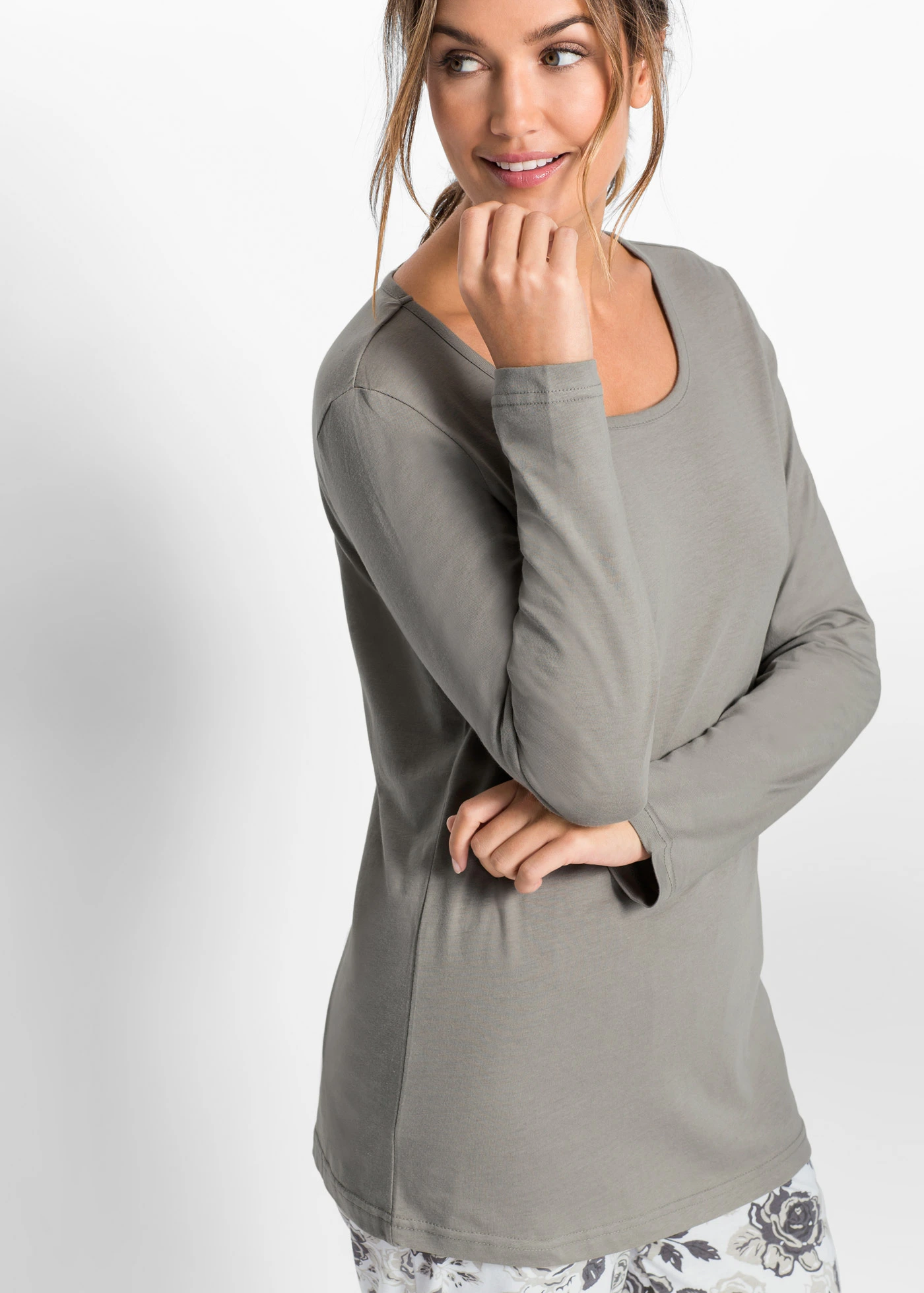 Pyjama van puur biologisch katoen • grijs/wit met print • bonprix online shop