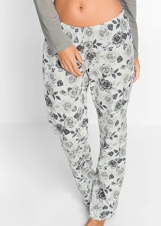 Pijama din bumbac organic 100% • gri/alb cu imprimeu • magazin bonprix