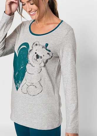 Piżama z bawełną organiczną • niebieskozielony z nadrukiem • sklep bonprix