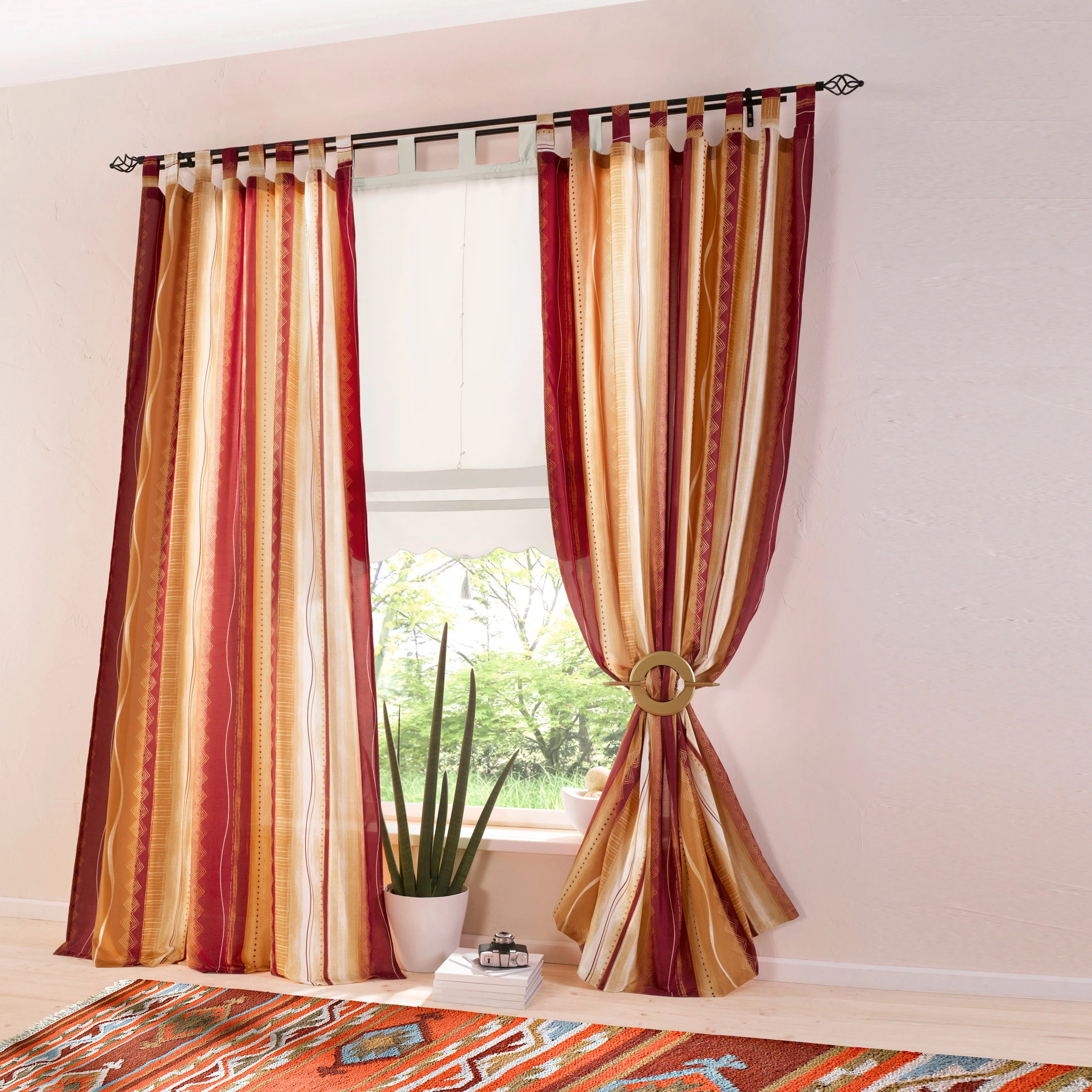 Microvezel gordijn met print (1 stuk) • terracotta • bonprix online shop