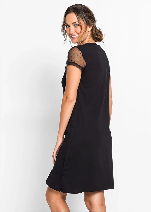 Chemise de nuit courte en coton • noir • product-page.page-title-suffix