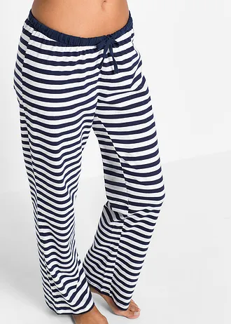 Pijama din bumbac organic 100%, culoare: bleumarin/alb cu dungi
