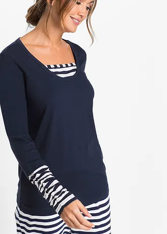 Pyjama van biologisch katoen • donkerblauw/wit gestreept • bonprix online shop