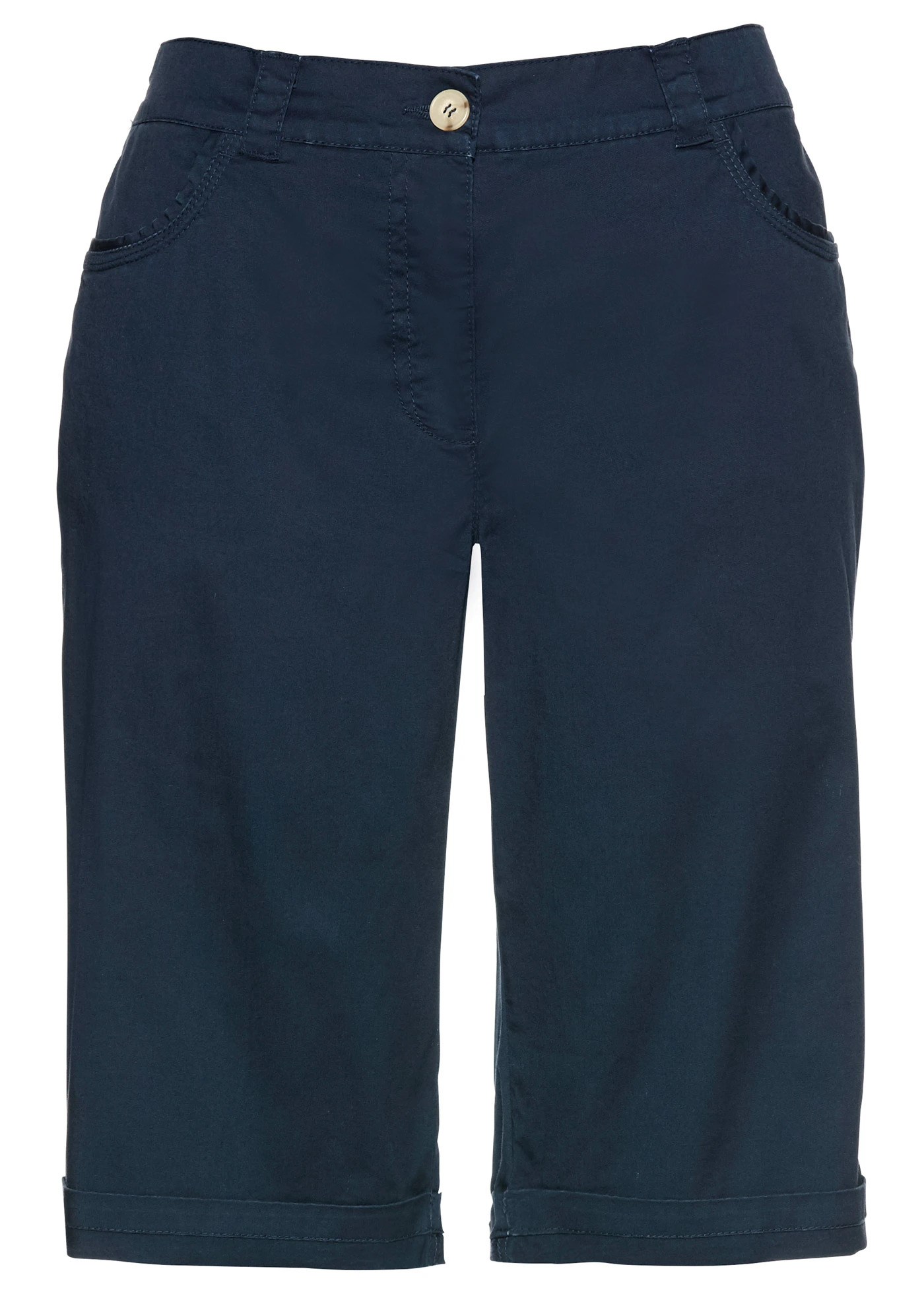 Bermuda paper touch en coton à taille élastiquée • bleu foncé • Boutique bonprix