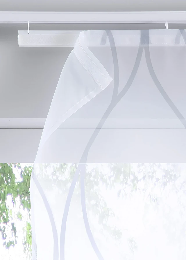 Panneau coulissant avec polyester recyclé (1 pce), Couleur: blanc/gris