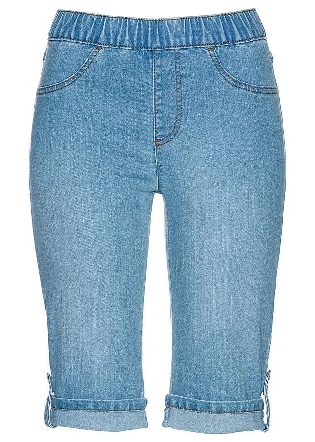 Bermude jeans cu bată elastică