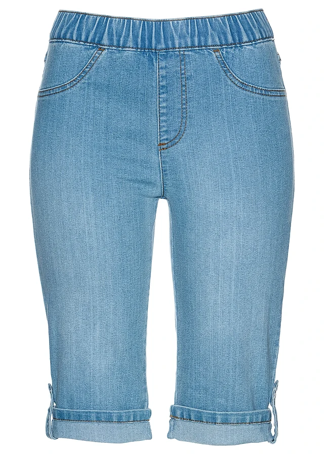Jeans bermuda met elastische band