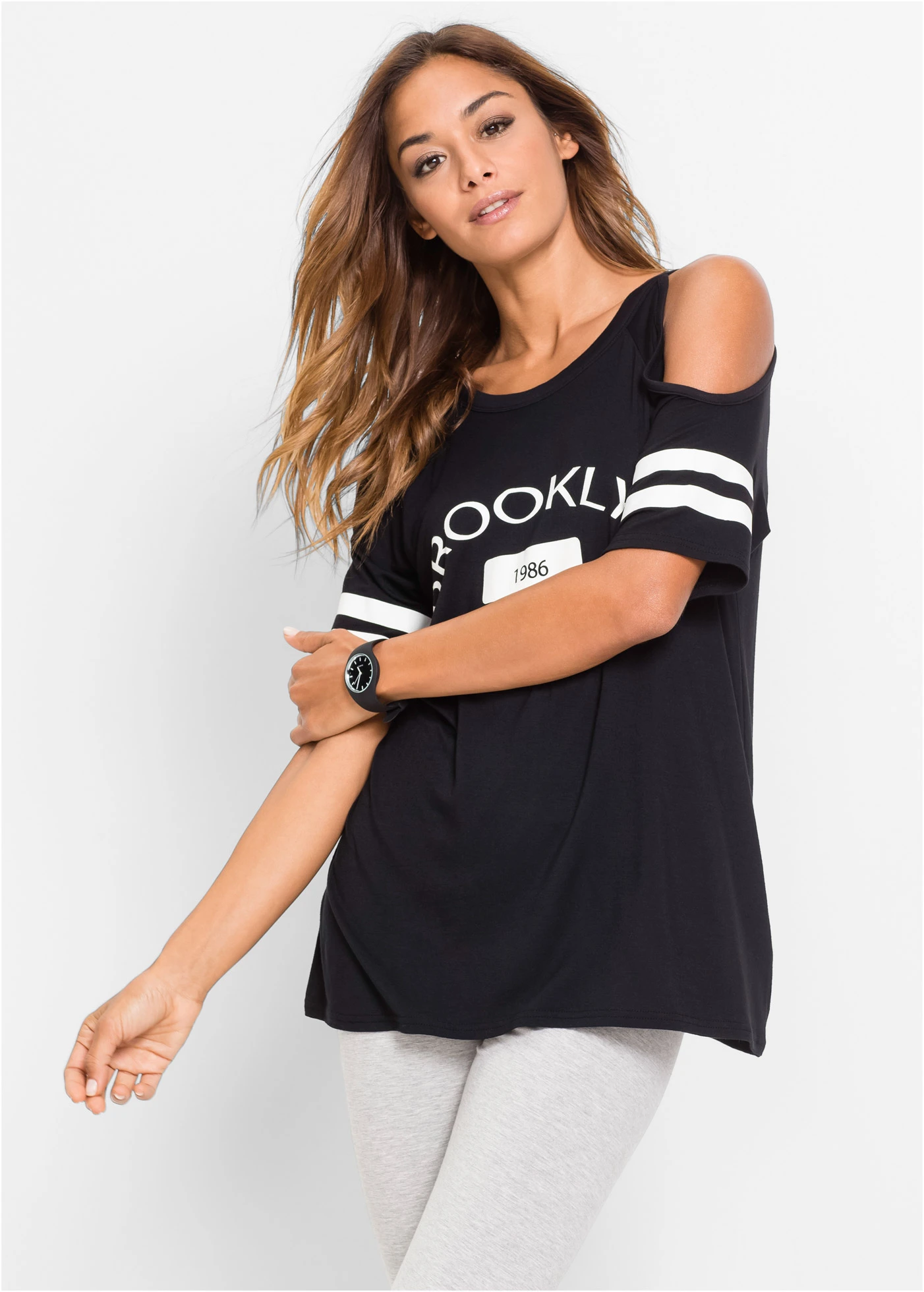 T-shirt en viscose douce • noir imprimé • Boutique bonprix