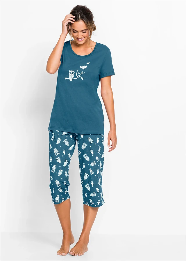 Capri pyjama met korte mouwen (2-dlg.)