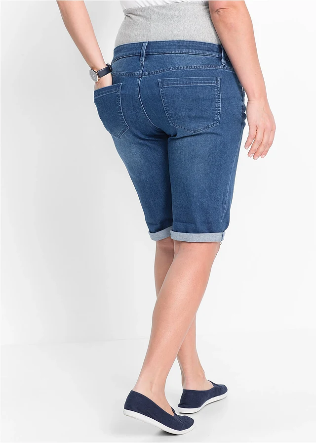 Denim zwangerschapsbermuda, Kleur: blue stone