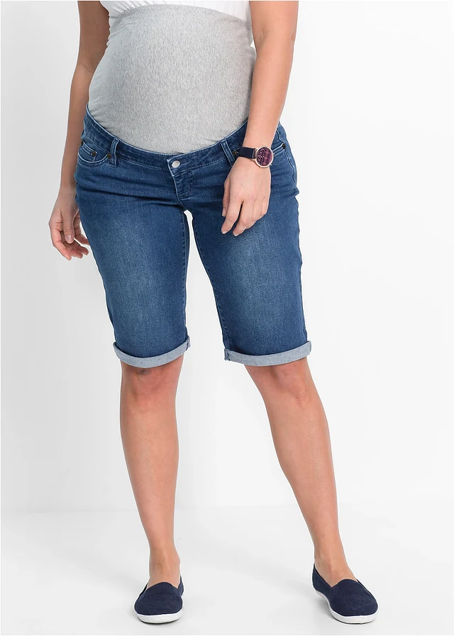 Bermuda en jean de grossesse, Couleur: bleu stone