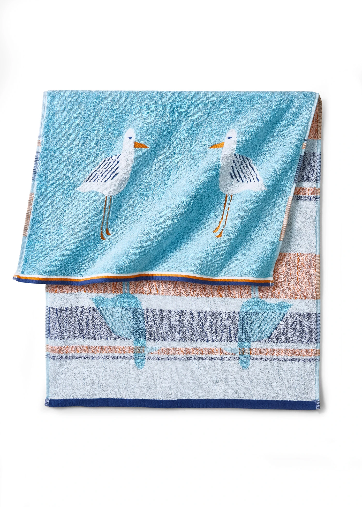 Serviette de toilette pur coton motif mouettes • bleu • Boutique bonprix