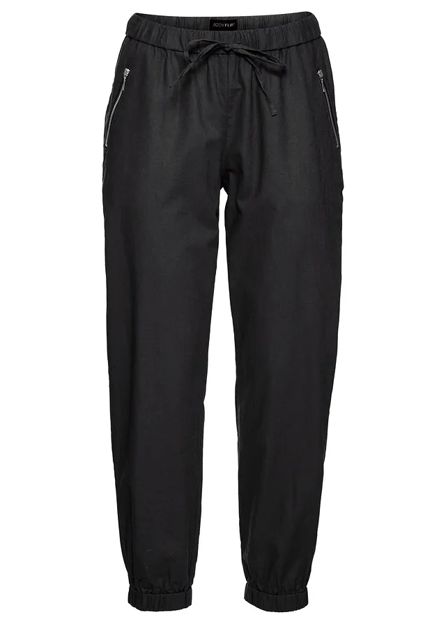 Pantaloni din material vaporos cu in, lungime 7/8