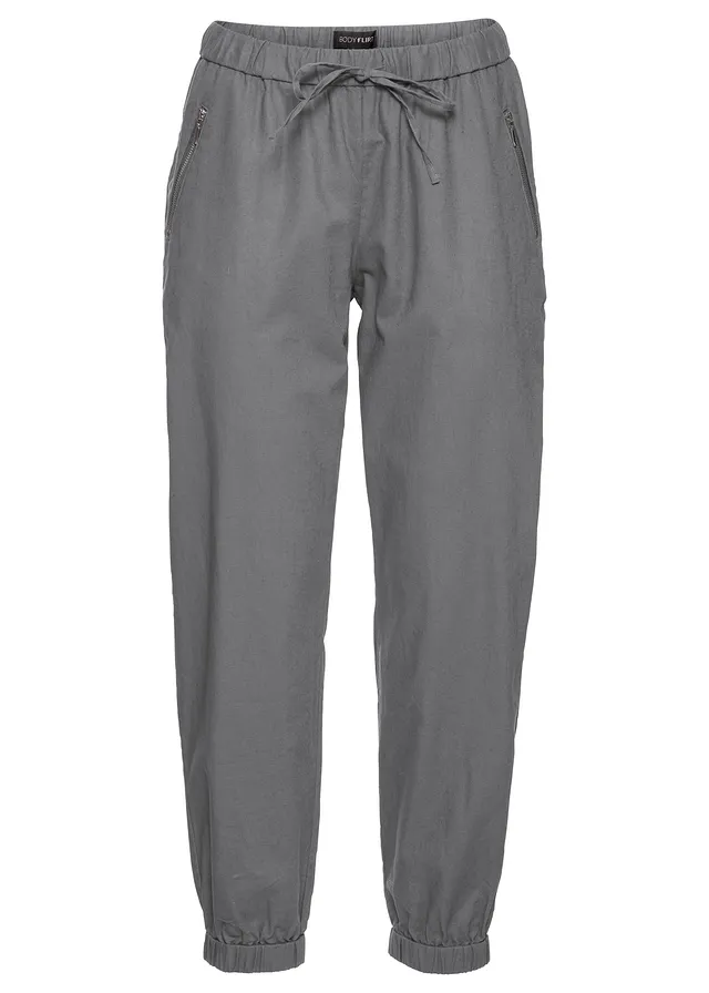 Pantalon 7/8 léger en lin et coton • gris/argenté • Boutique bonprix