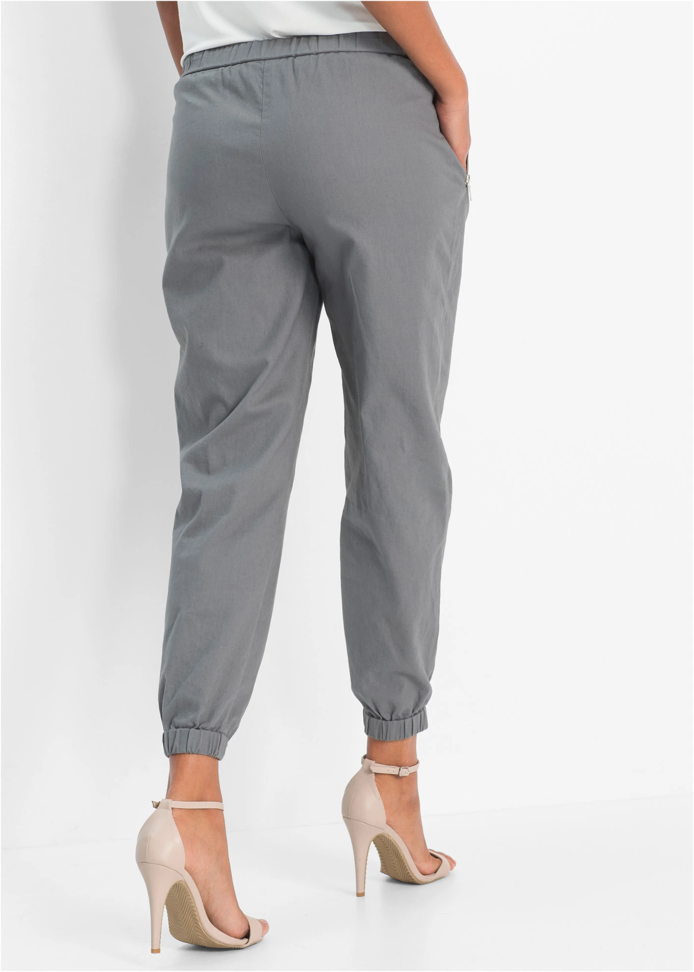 Pantalon 7/8 léger en lin et coton • gris/argenté • Boutique bonprix