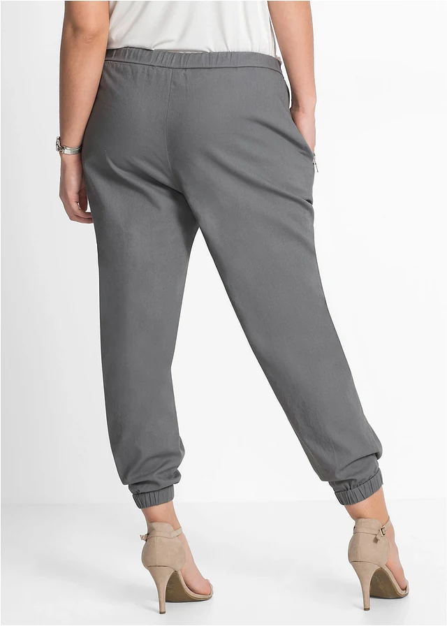 7/8 broek van een luchtige linnenmix, Kleur: zilvergrijs