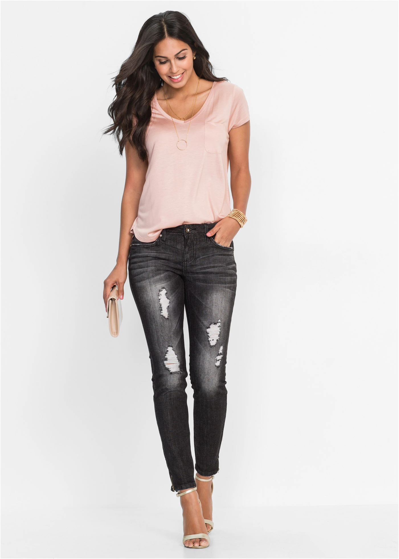 Tričko z měkké viskózy • vintage růžová • bonprix obchod