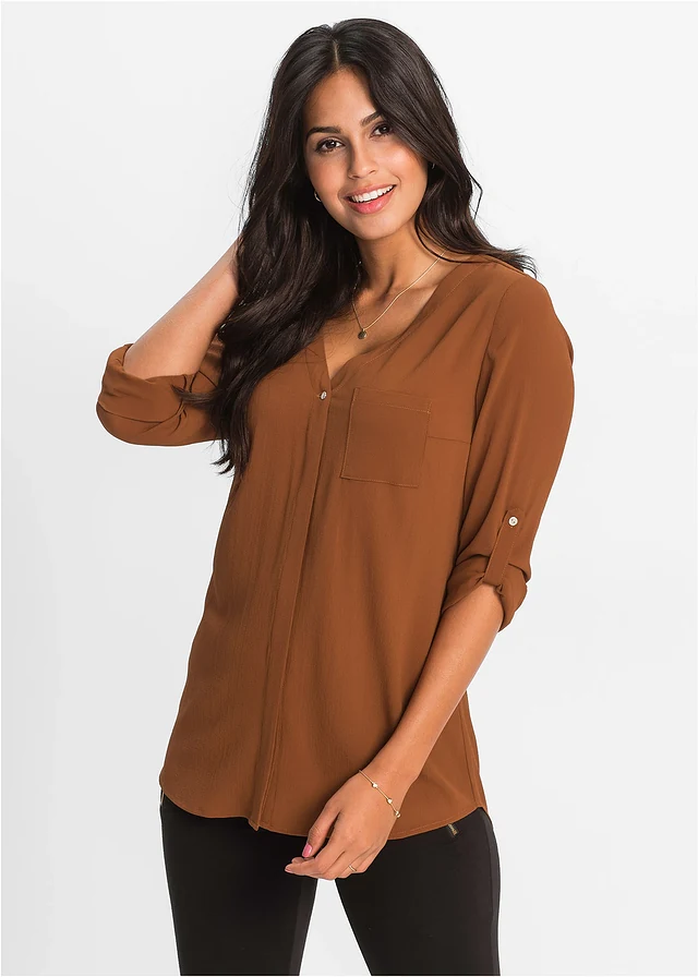 Chemisier long, Couleur: cognac