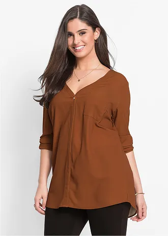 Lange blouse, Kleur: cognac