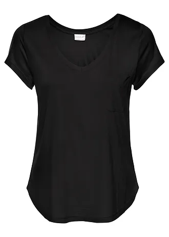 T-shirt van zachte viscose, Kleur: zwart