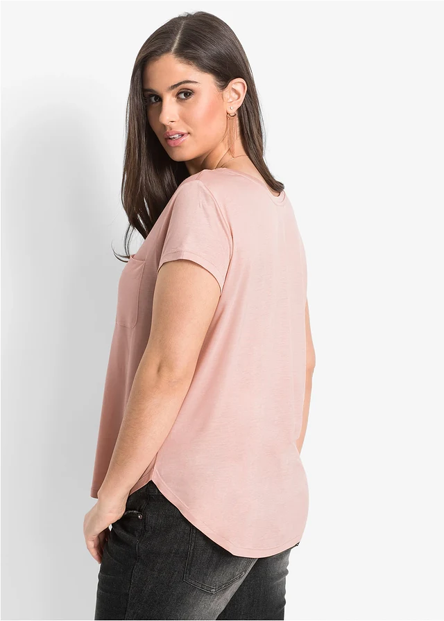 T-shirt van zachte viscose, Kleur: vintage roze