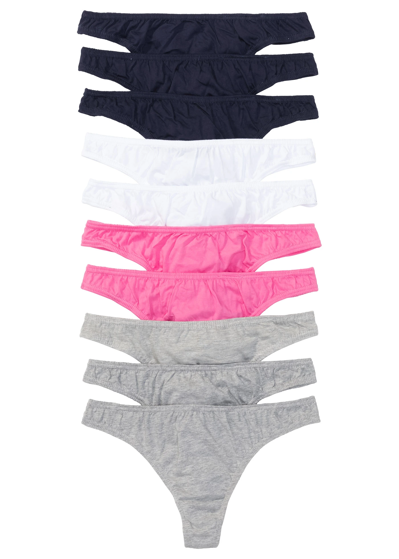 Kalhotky tanga (10 ks v balení) • modrá + bílá + pink + světle šedý melír • bonprix obchod