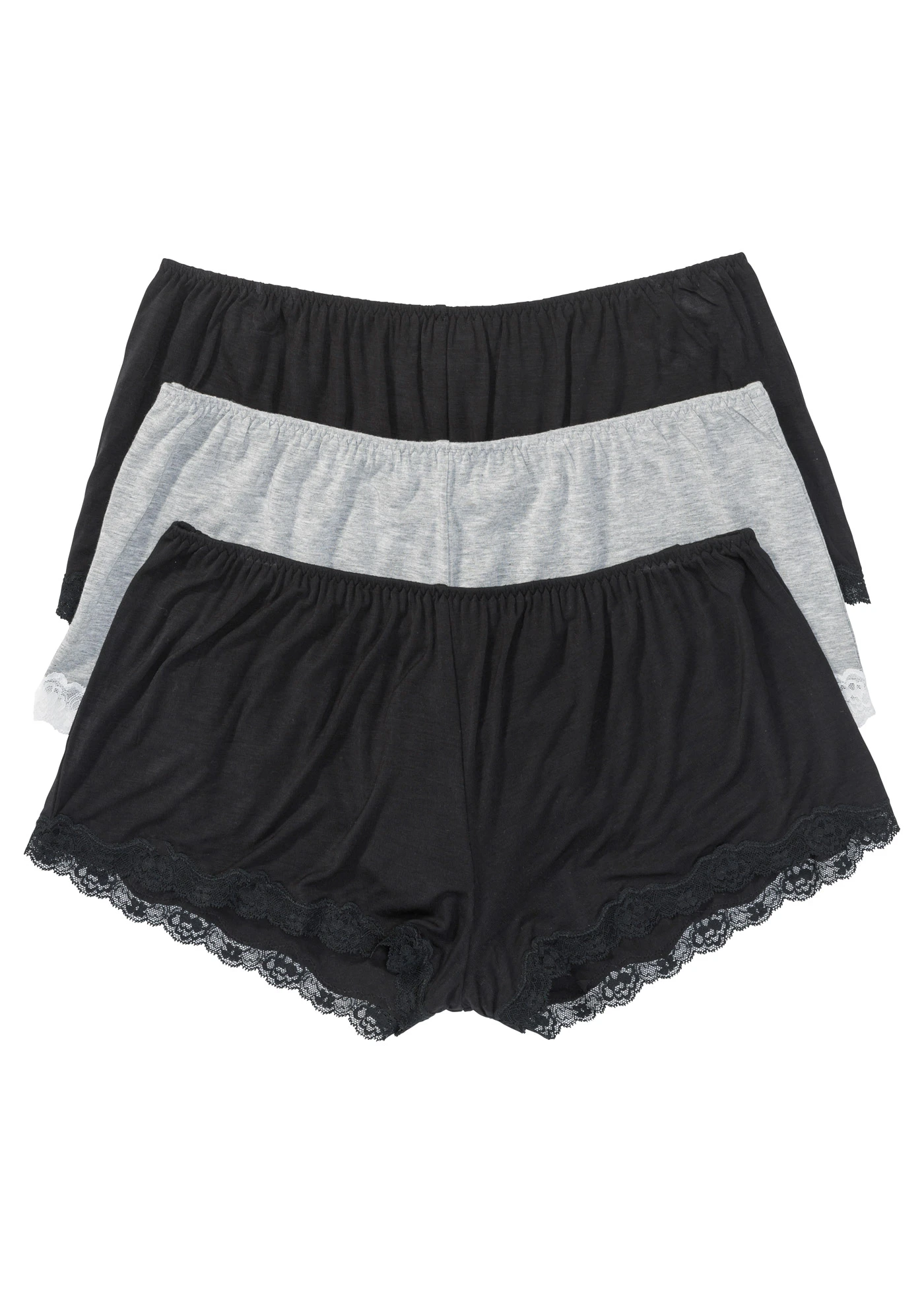 Volné boxerky z viskózy (3 ks v balení) • černá + světle šedý melír • bonprix obchod