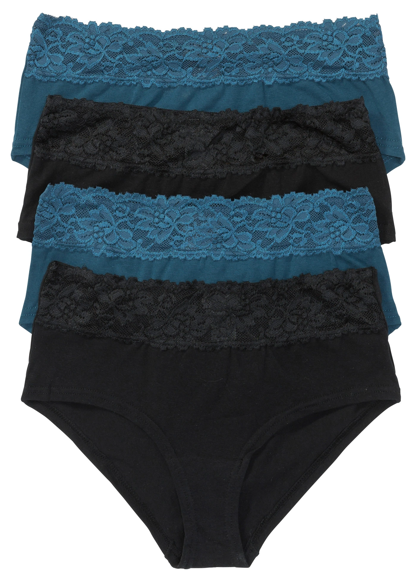 Bokové maxikalhotky (4 ks v balení) • černá +modrá petrolejová • bonprix obchod