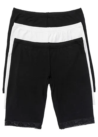 Lange dames boxer met kant (set van 3), Kleur: zwart+wolwit