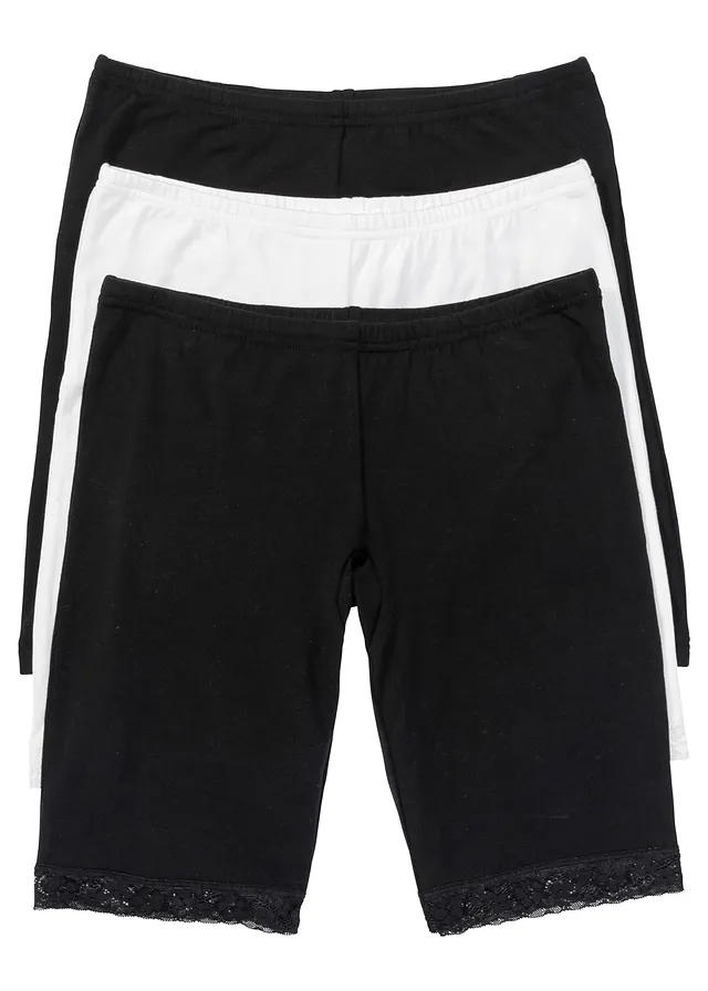 Chilot boxer de damă cu crac lung și dantelă (set/3 buc.)