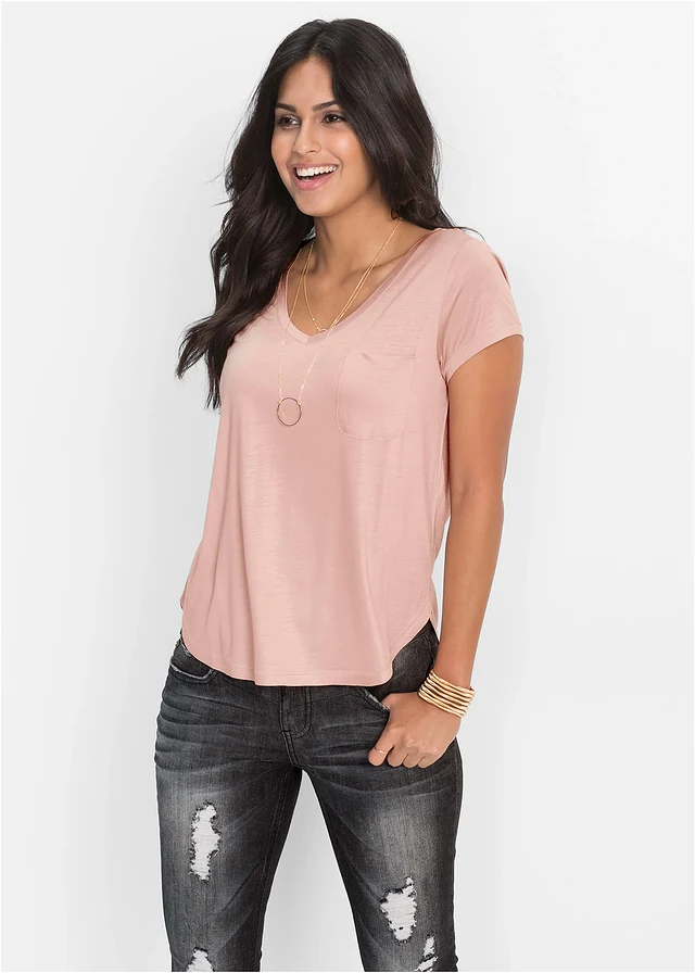 T-shirt van zachte viscose • vintage roze • product-page.page-title-suffix
