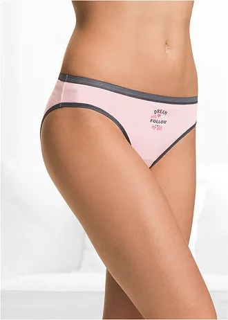 Lot de 5 slips coton • bleu + rose + écru imprimé • Boutique bonprix