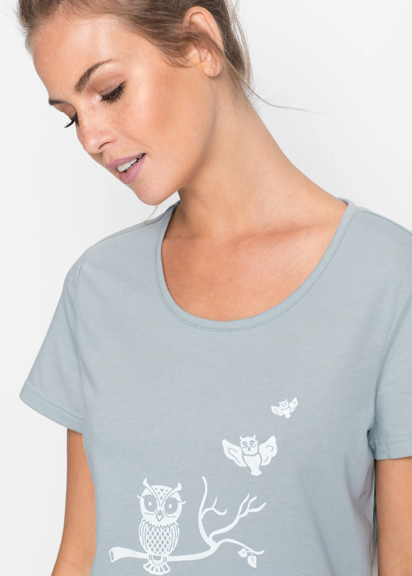 Capri pizsama rövid ujjakkal • ezüstszürke/fehér • bonprix áruház