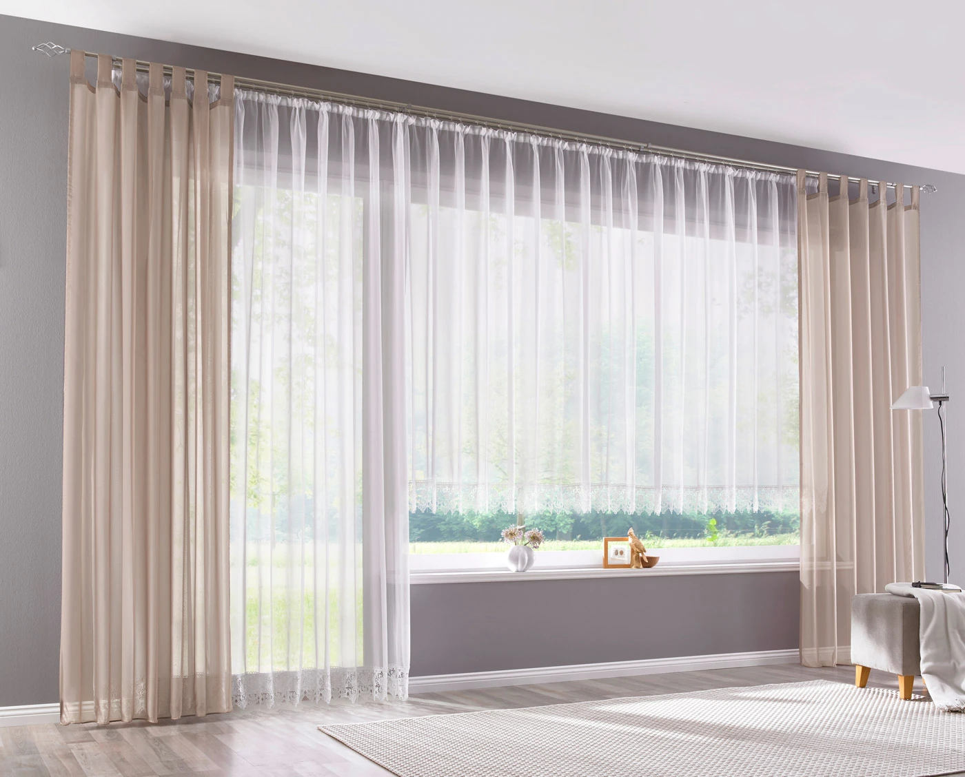 Záclona s recyklovaným polyesterem a háčkovaným lemem • bílá • bonprix obchod