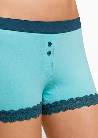 Lot de 4 boxers femme, Couleur: turquoise-noir
