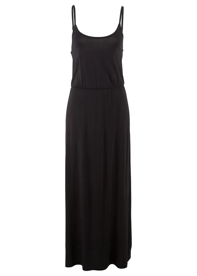 Dlouhé šaty, projmuté, ze splývavé směsi s viskózou • černá • bonprix obchod